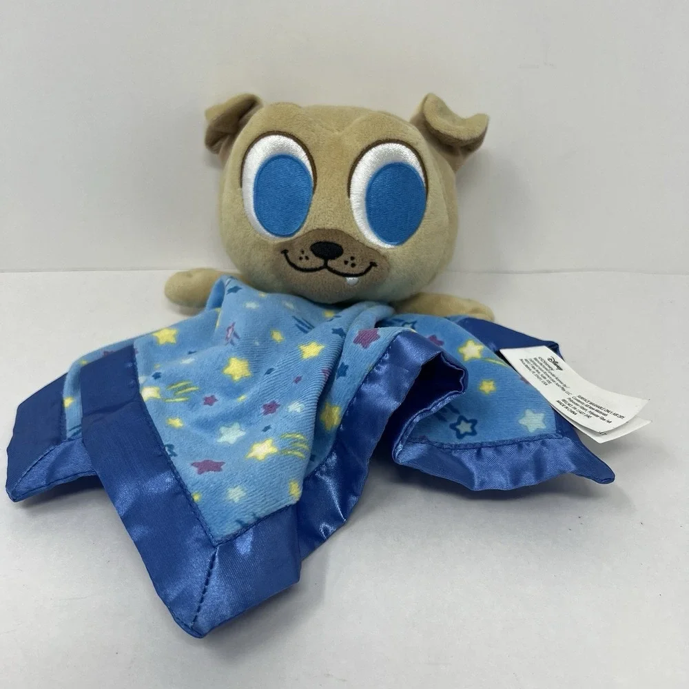 Disney Security Blanket 11in Blue Rolly Puppy Dog Pals Star Satin Lovey
